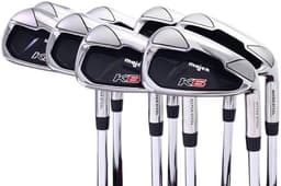 Majek K6 Iron Set +2 inch Over XL Big & Tall Men's 8-Piece Set (4-PW, SW) Right Handed Steel Shaft Regular Flex R Flex Club (Tall 6'3"+/+2" Over) with Midsize Black Pro Velvet Grip